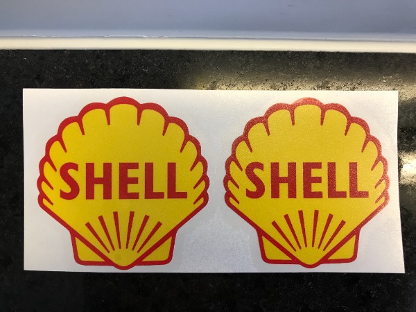 >rar: 2x classiccar vintage sticker shell oil company