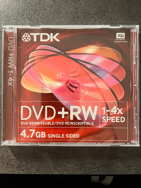 DVD + RW Rohling von TDK, 1-4x Speed 4.7GB; Neu