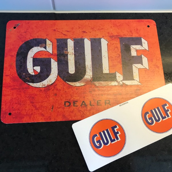 BILLIG: Sticker und Blechsschild GULF OIL Comp. USA ClassicCar