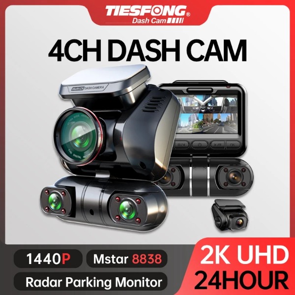 Tiesfong 2k 1440p Dash Cam fr Auto DVR 4ch 256 Kamera